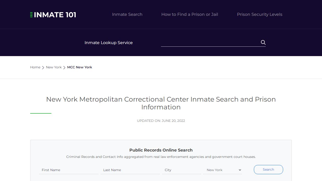 MCC New York Inmate Search | Lookup | Roster